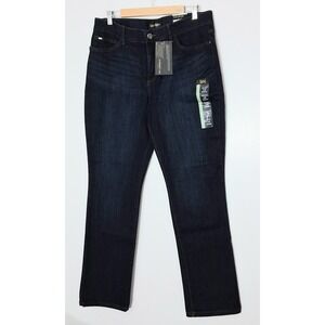 Lee Jeans Women's Size 16 Medium Regular Fit Straight Leg Mid-Rise Dark Blue NWT